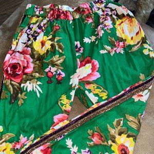 Ujala Green Cotton Bold Floral "Jogger" Pant